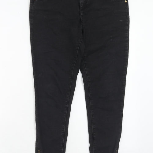 Miss Selfridge Womens Black Cotton Skinny Jeans Size 14 Regular Zip