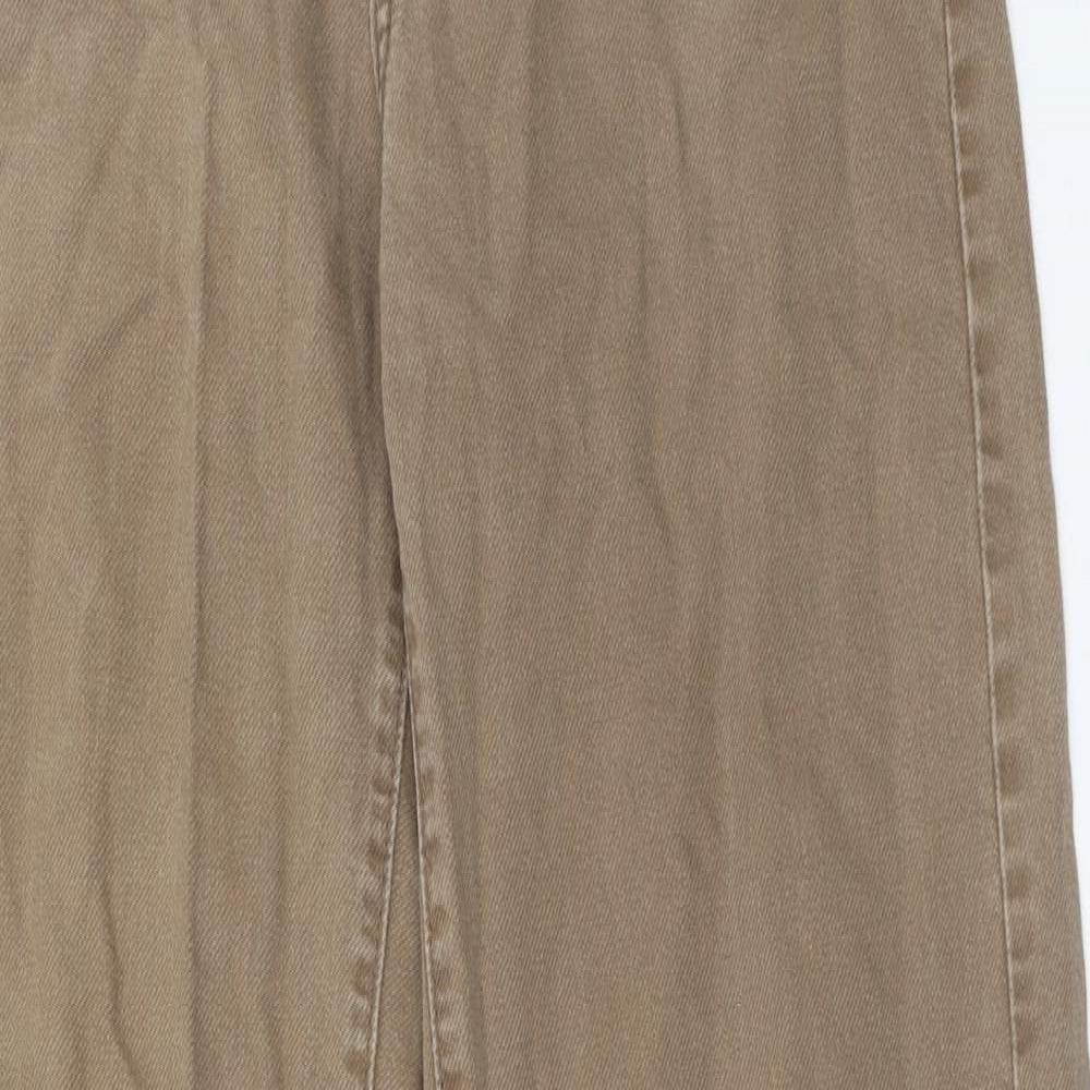 Bershka Womens Brown Cotton Straight Jeans Size 4 Regular Zip