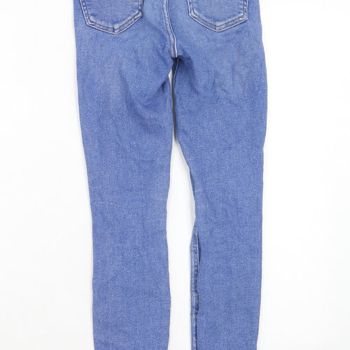 New Look Girls Blue Cotton Skinny Jeans Size 12 Years Regular Zip - Distressed