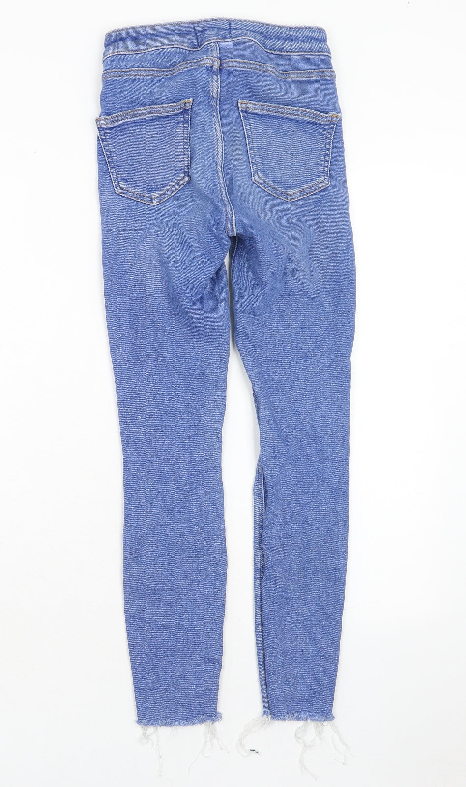 New Look Girls Blue Cotton Skinny Jeans Size 12 Years Regular Zip - Distressed