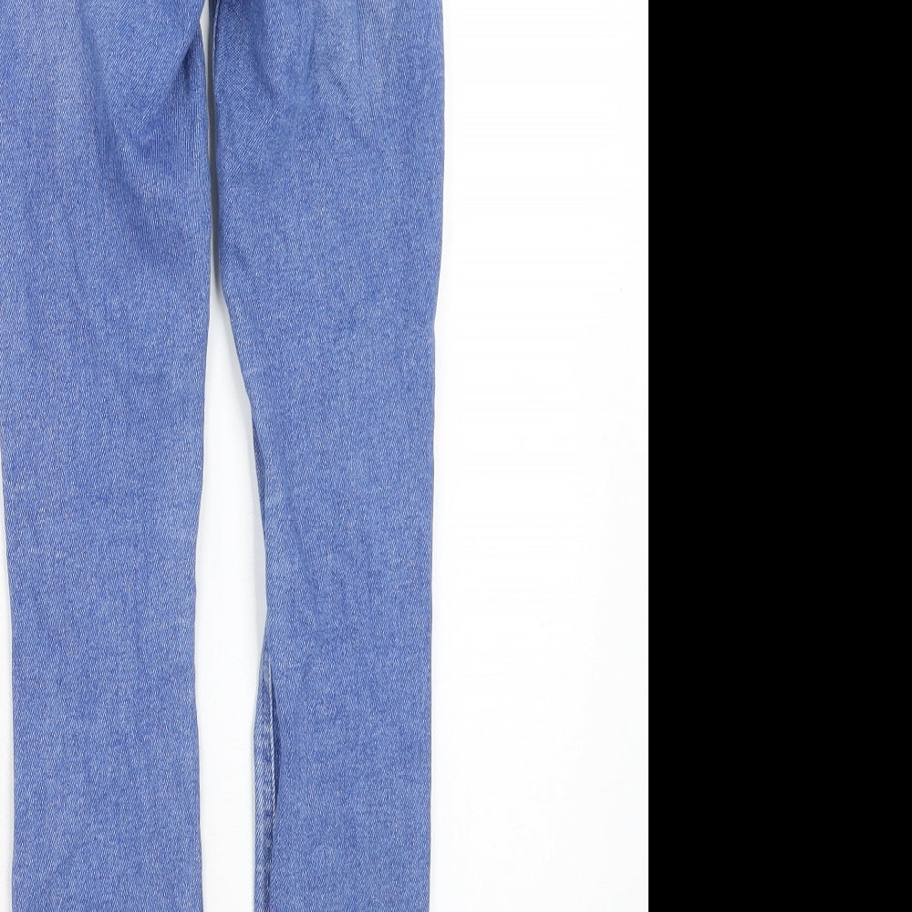 New Look Girls Blue Cotton Skinny Jeans Size 12 Years Regular Zip - Distressed