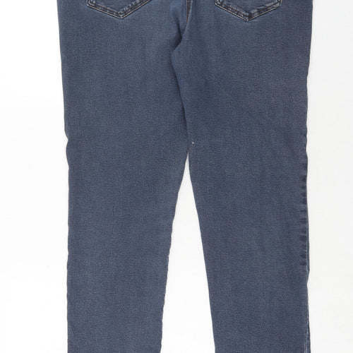 M&Co Womens Blue Cotton Straight Jeans Size 18 Regular Zip