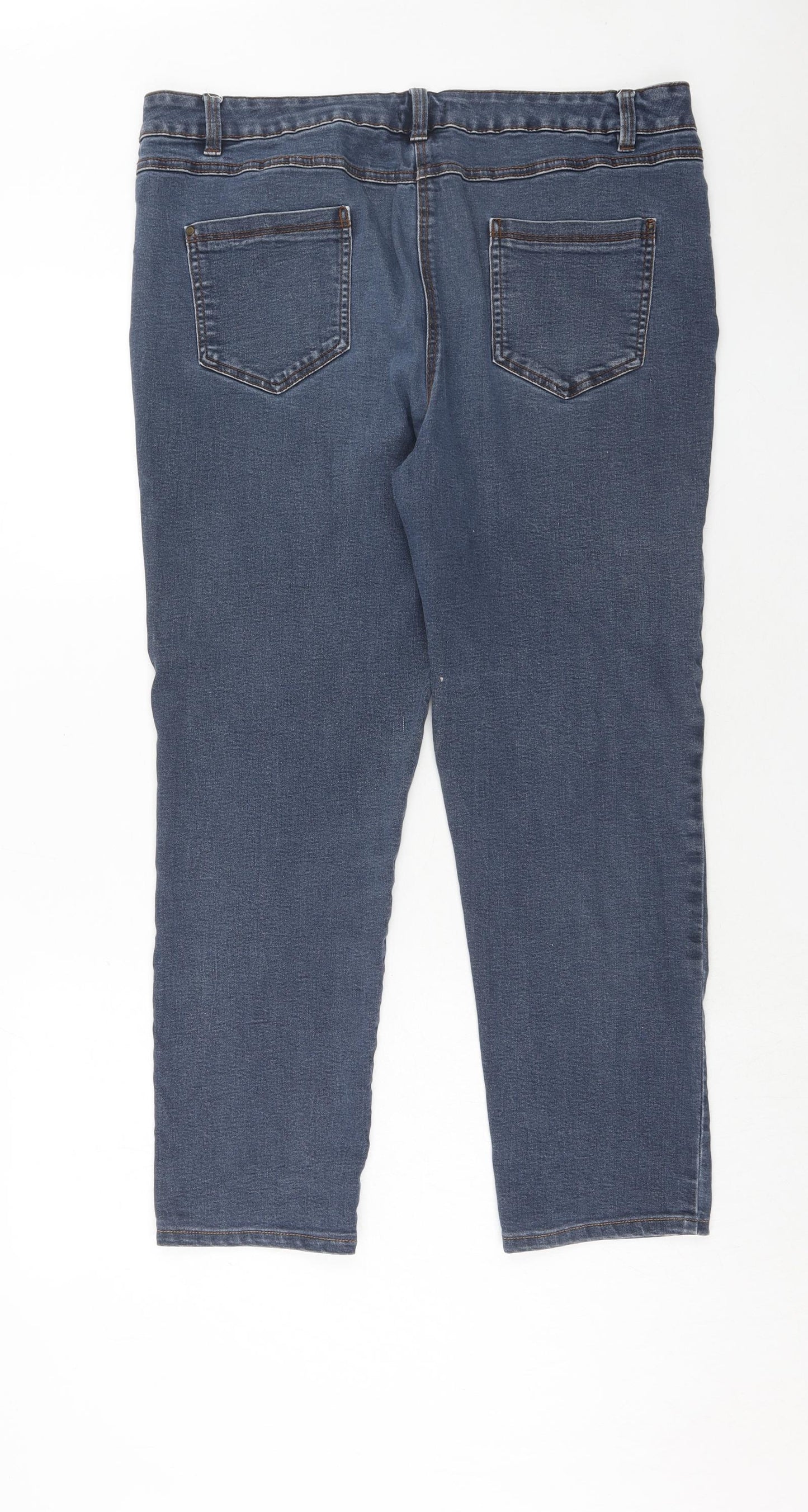 M&Co Womens Blue Cotton Straight Jeans Size 18 Regular Zip