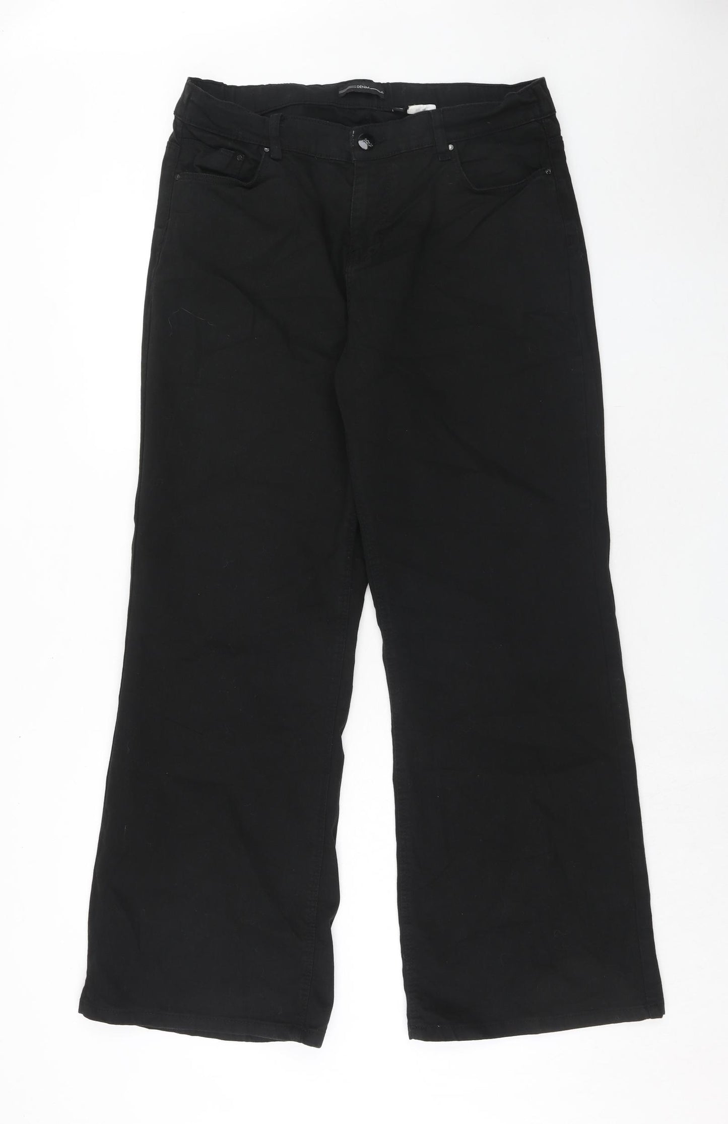 JD Williams Womens Black Cotton Bootcut Jeans Size 18 Regular Zip