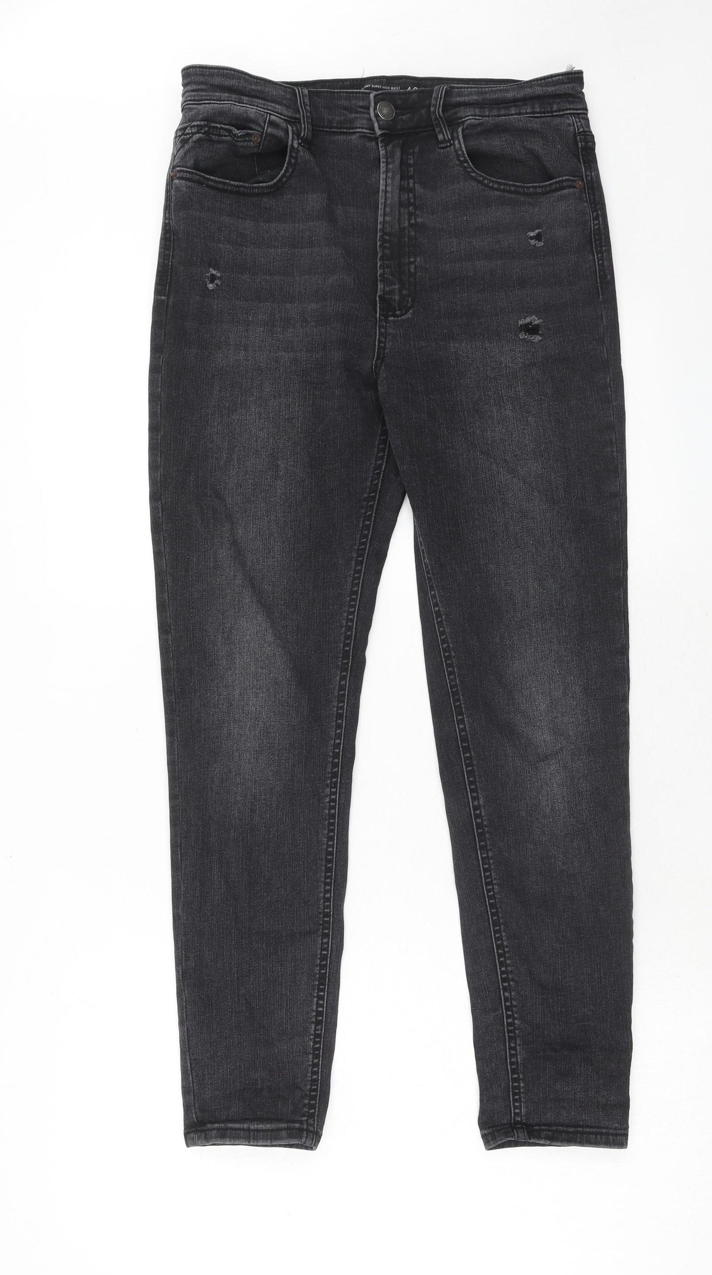 Stradivarius Womens Black Cotton Skinny Jeans Size 12 Regular Zip
