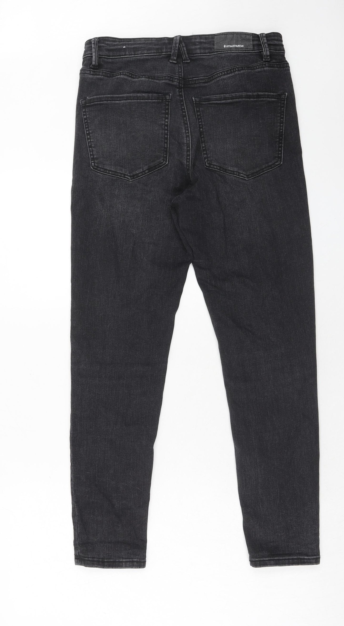Stradivarius Womens Black Cotton Skinny Jeans Size 12 Regular Zip
