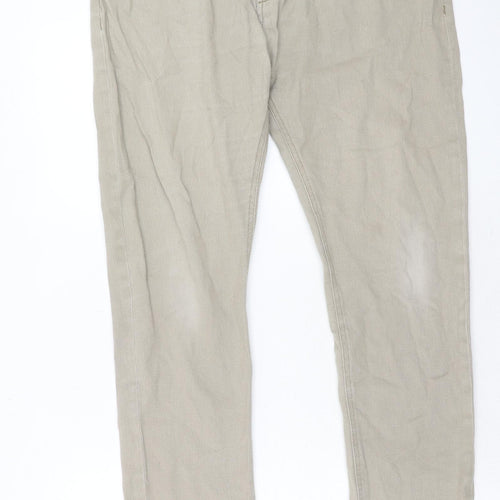 H&M Mens Beige Cotton Straight Jeans Size 36 in Regular Zip