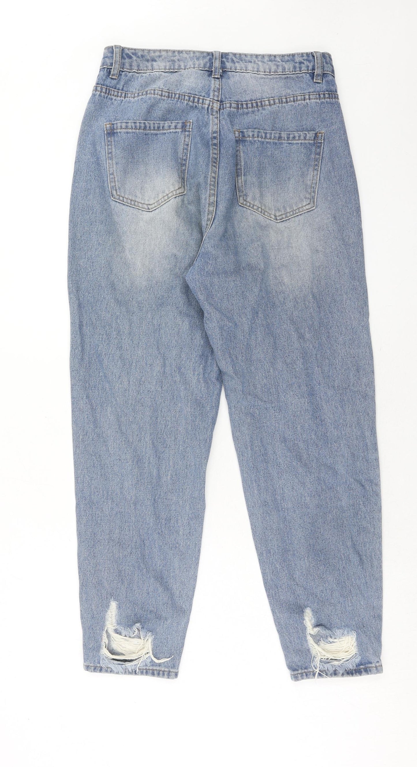 Missguided Womens Blue Cotton Mom Jeans Size 8 Regular Zip