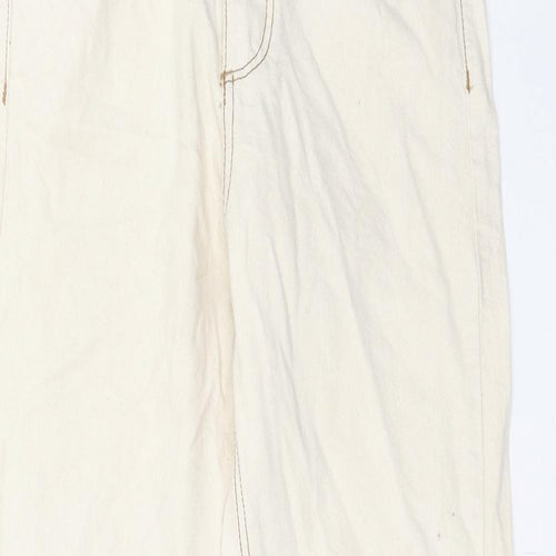 Stradivarius Womens Beige Cotton Straight Jeans Size 8 Regular Zip