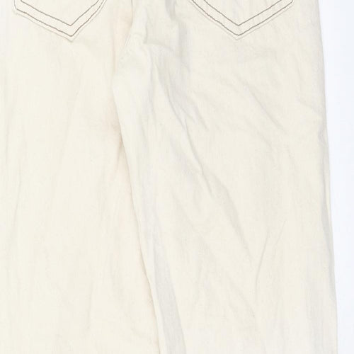 Stradivarius Womens Beige Cotton Straight Jeans Size 8 Regular Zip