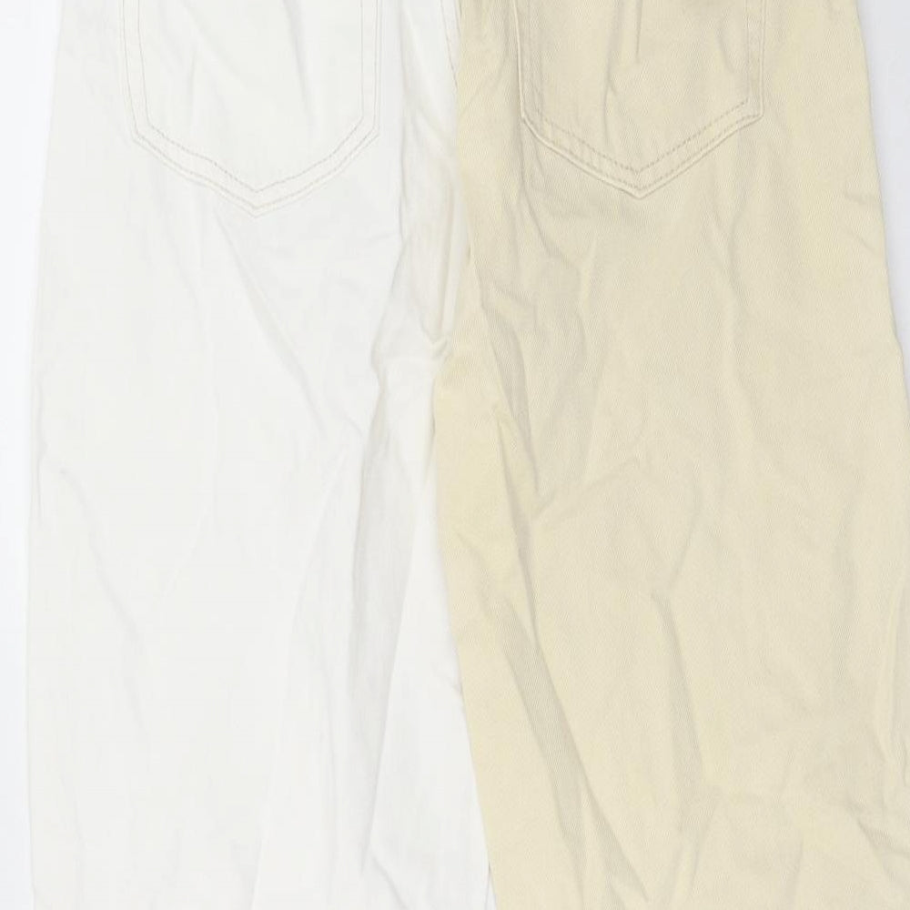 Bershka Womens Beige Cotton Mom Jeans Size 8 Regular Zip