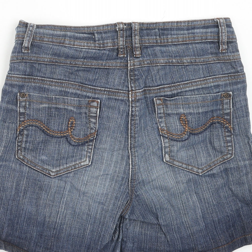 NEXT Womens Blue Cotton Mom Shorts Size 10 Regular Zip - High waisted