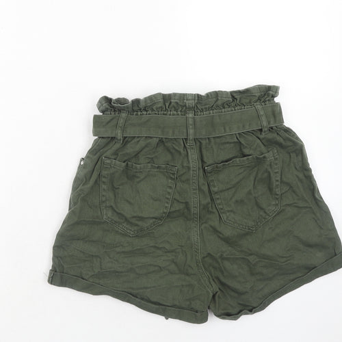 River Island Womens Green Cotton Chino Shorts Size 8 Regular Zip