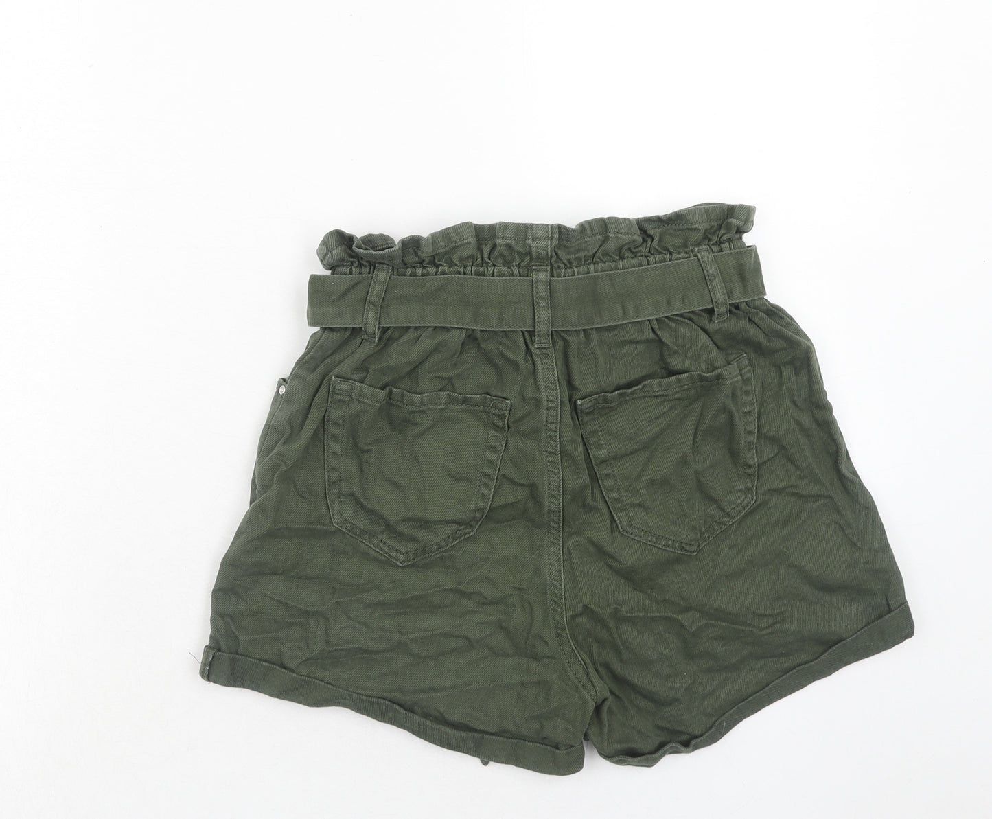 River Island Womens Green Cotton Chino Shorts Size 8 Regular Zip