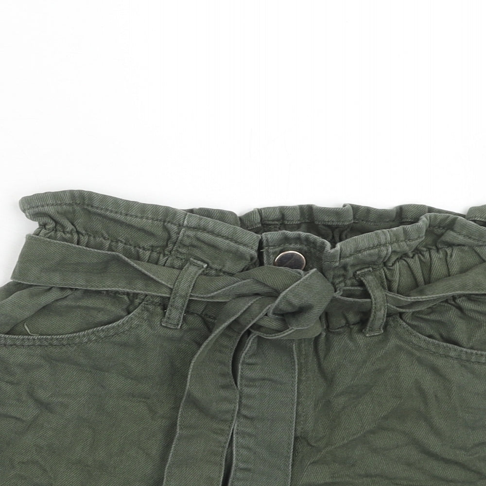 River Island Womens Green Cotton Chino Shorts Size 8 Regular Zip