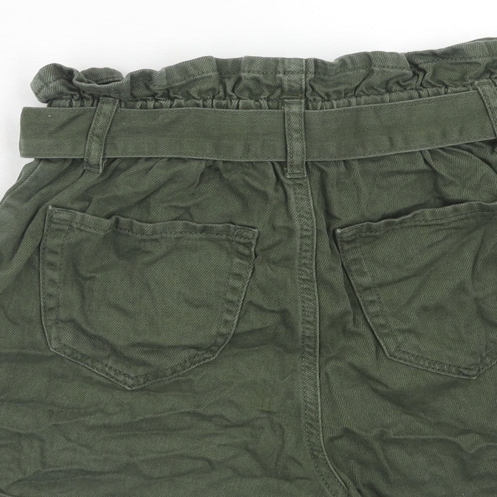River Island Womens Green Cotton Chino Shorts Size 8 Regular Zip