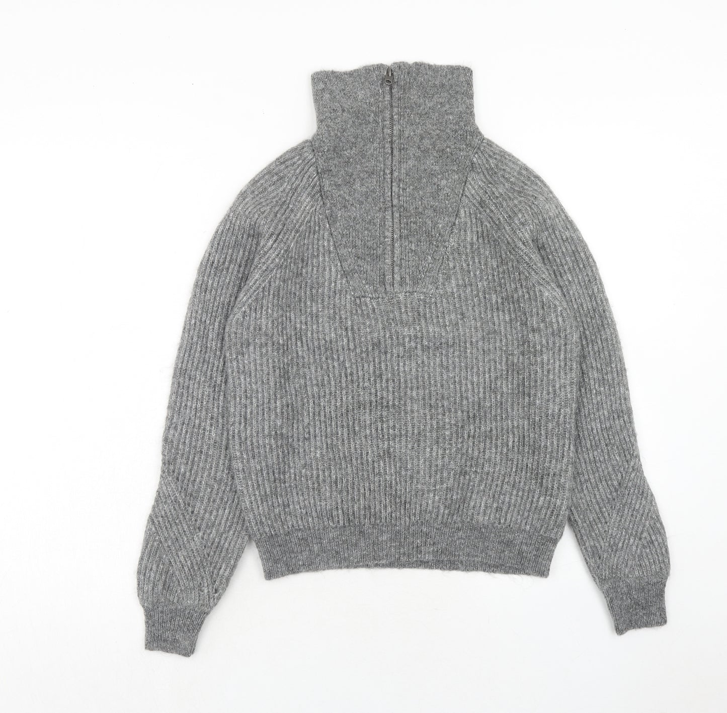 Marks and Spencer Mens Grey High Neck Acrylic Pullover Jumper Size S Long Sleeve