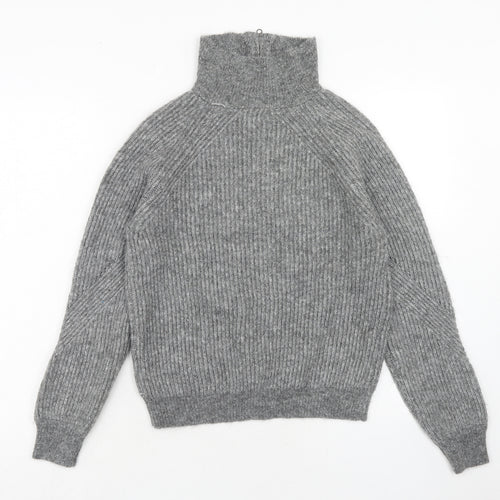 Marks and Spencer Mens Grey High Neck Acrylic Pullover Jumper Size S Long Sleeve