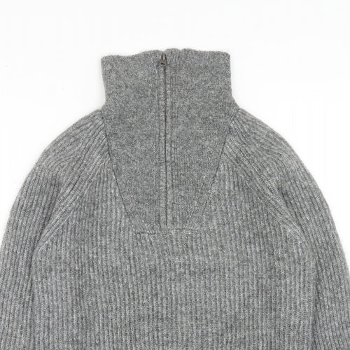 Marks and Spencer Mens Grey High Neck Acrylic Pullover Jumper Size S Long Sleeve