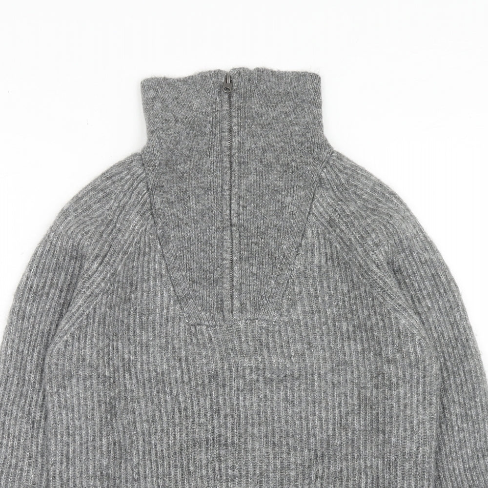 Marks and Spencer Mens Grey High Neck Acrylic Pullover Jumper Size S Long Sleeve