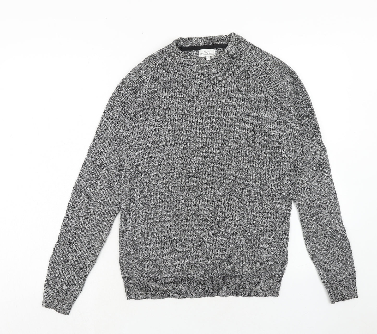 NEXT Mens Grey Round Neck Cotton Pullover Jumper Size S Long Sleeve