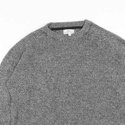 NEXT Mens Grey Round Neck Cotton Pullover Jumper Size S Long Sleeve