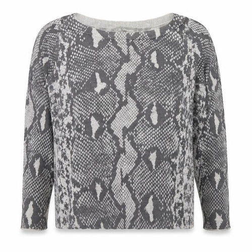 Marks and Spencer Womens Grey Round Neck Animal Print Viscose Pullover Jumper Size 10 - Snakeskin Pattern
