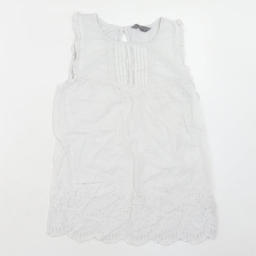 Principles Womens White Cotton Basic Tank Size 8 Round Neck