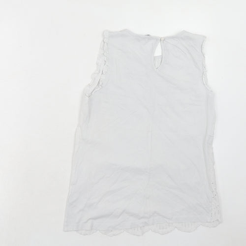 Principles Womens White Cotton Basic Tank Size 8 Round Neck