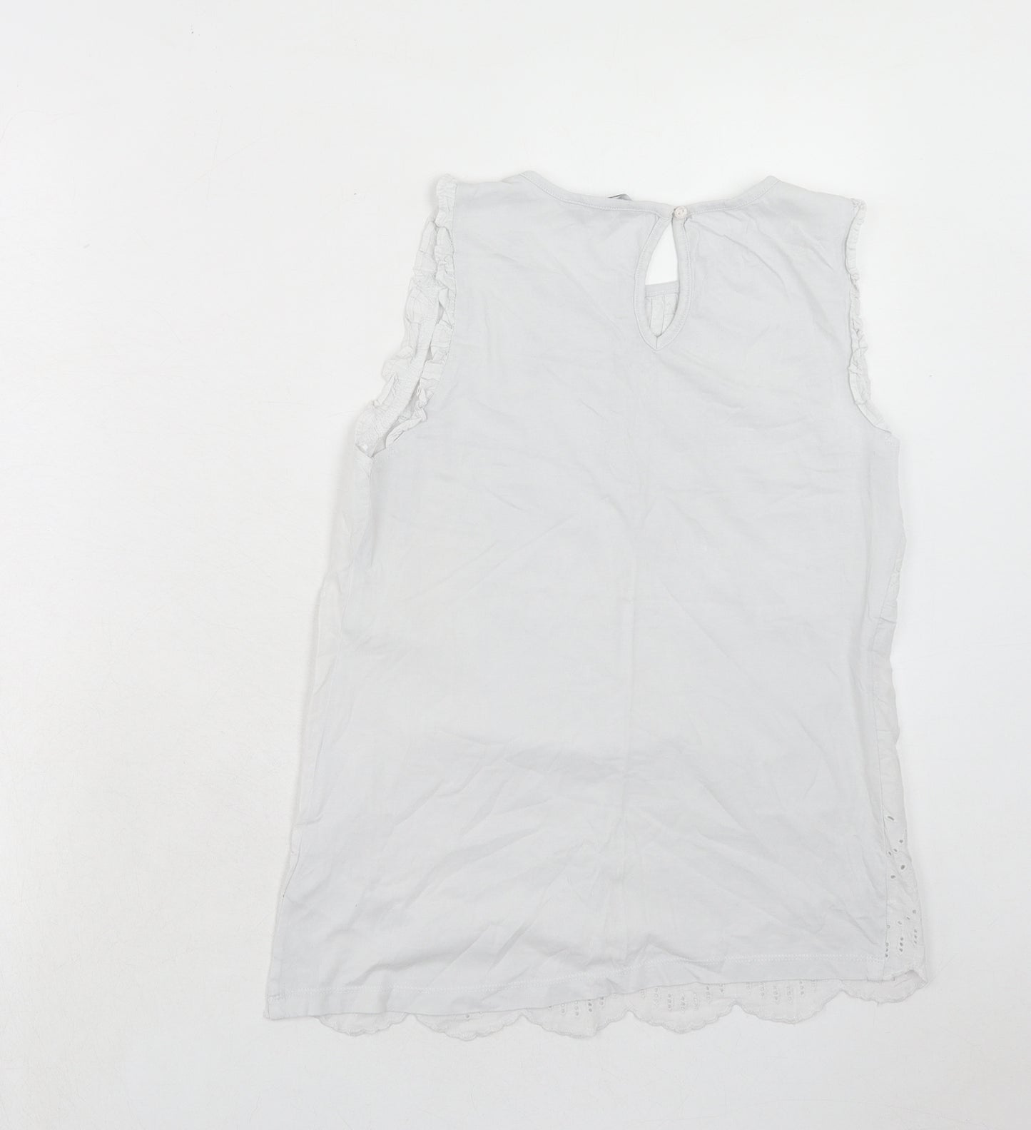 Principles Womens White Cotton Basic Tank Size 8 Round Neck
