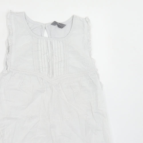 Principles Womens White Cotton Basic Tank Size 8 Round Neck