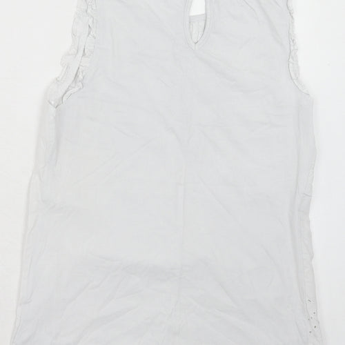 Principles Womens White Cotton Basic Tank Size 8 Round Neck