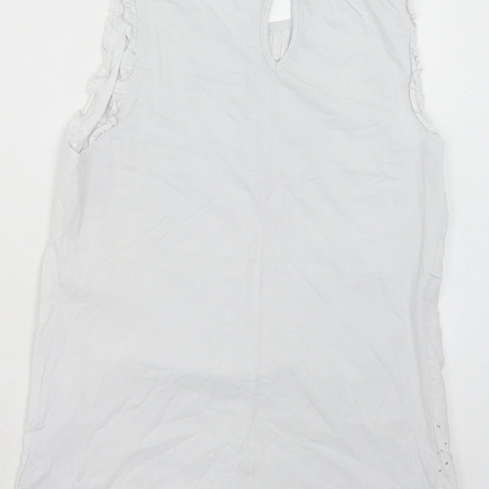 Principles Womens White Cotton Basic Tank Size 8 Round Neck