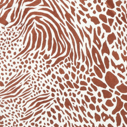 NEXT Womens Brown Round Neck Animal Print Acrylic Pullover Jumper Size 10 - Tiger Print