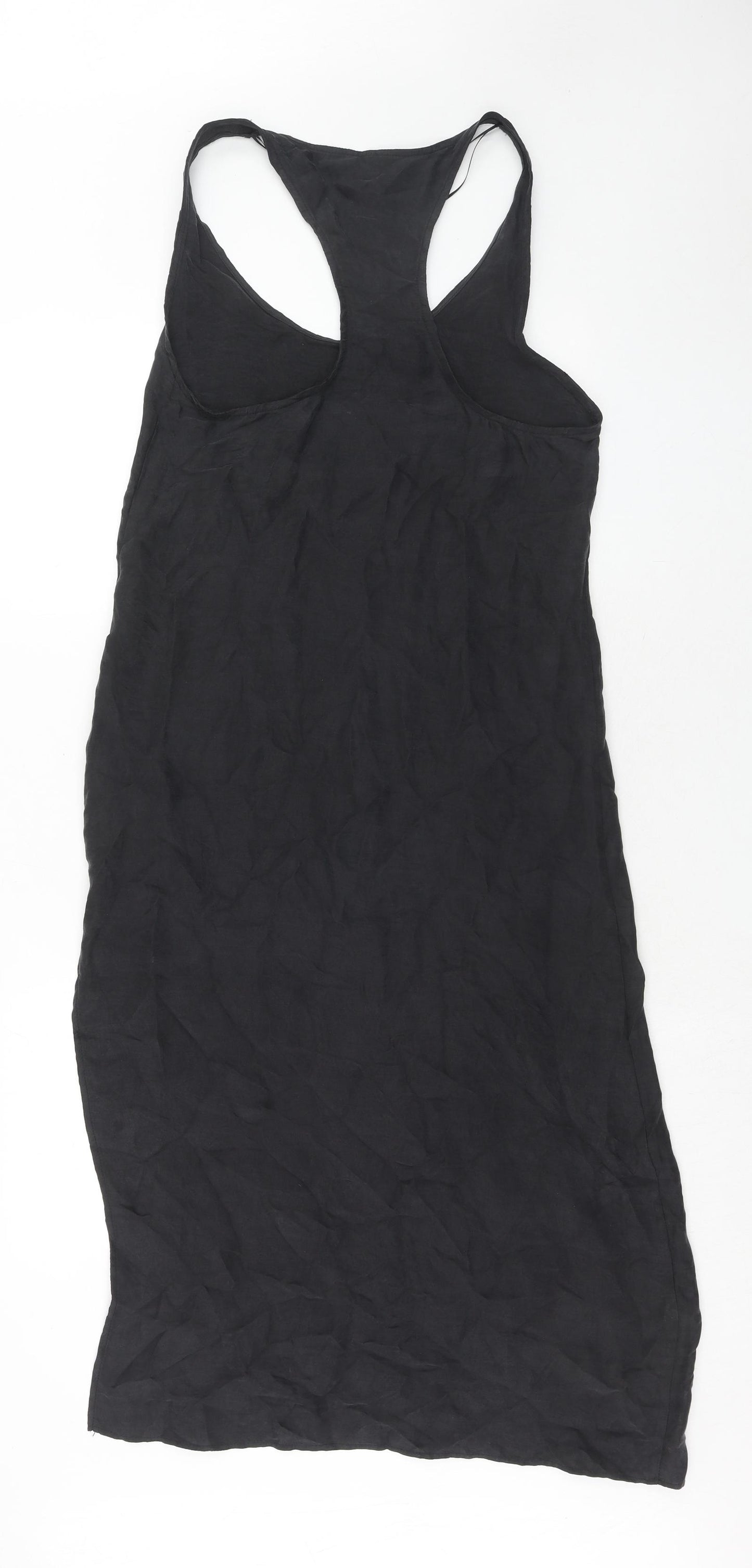Zara Womens Black Lyocell Tank Dress Size S Round Neck Pullover