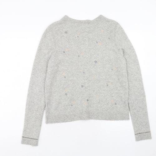 White Stuff Womens Grey Round Neck Polyester Cardigan Jumper Size 14