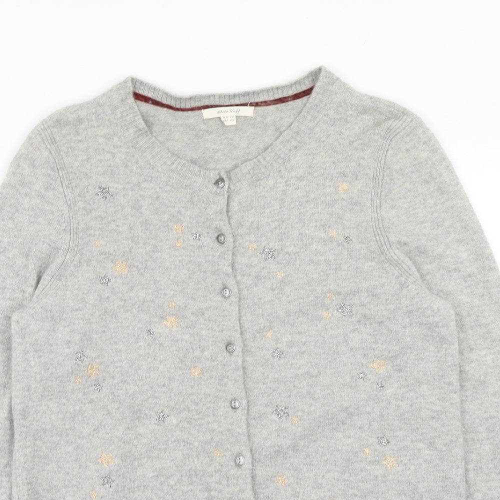 White Stuff Womens Grey Round Neck Polyester Cardigan Jumper Size 14