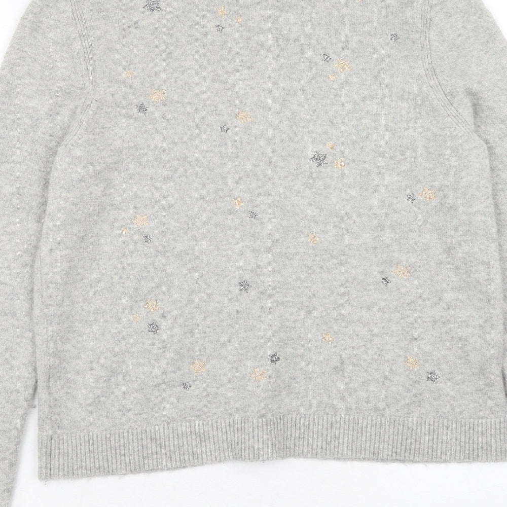 White Stuff Womens Grey Round Neck Polyester Cardigan Jumper Size 14
