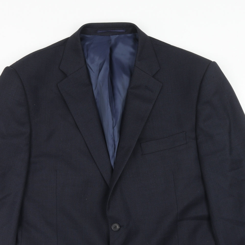 John Lewis Mens Blue Wool Jacket Suit Jacket Size 46 Regular