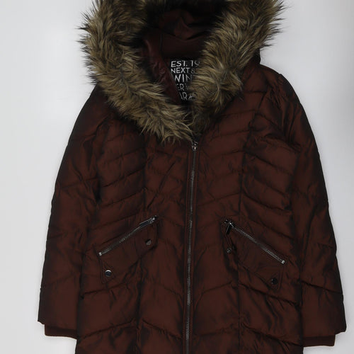 NEXT Womens Brown Quilted Jacket Size 12 Zip