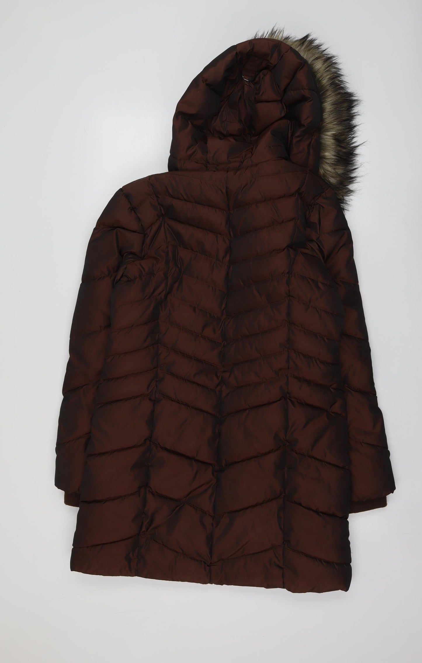 NEXT Womens Brown Quilted Jacket Size 12 Zip