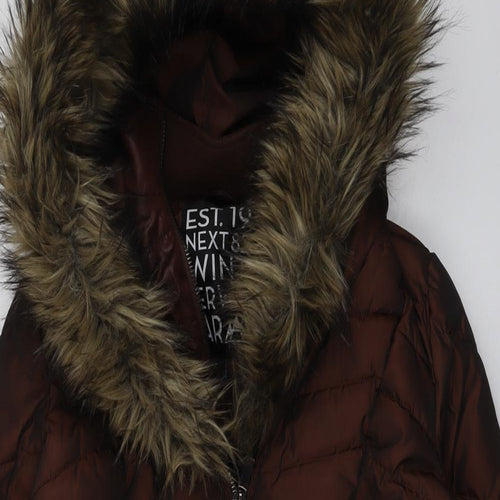 NEXT Womens Brown Quilted Jacket Size 12 Zip