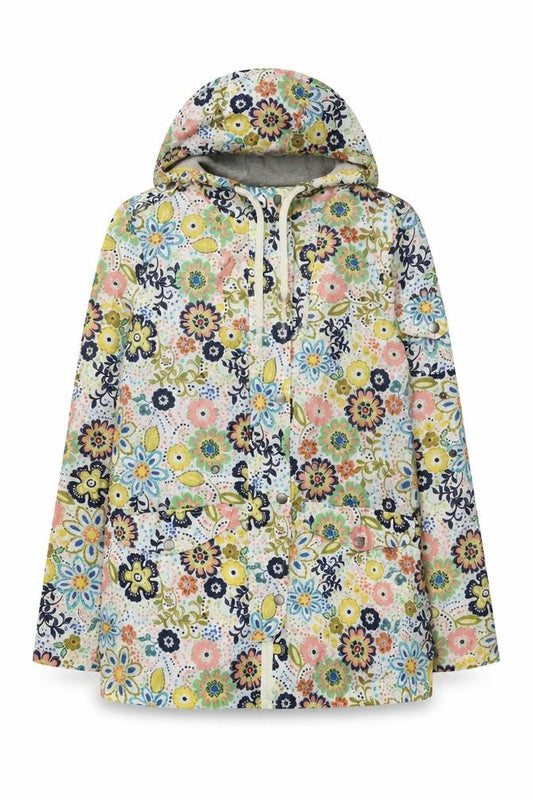 Front view of Mossimo women’s multicoloured geometric jacket, size M, zip