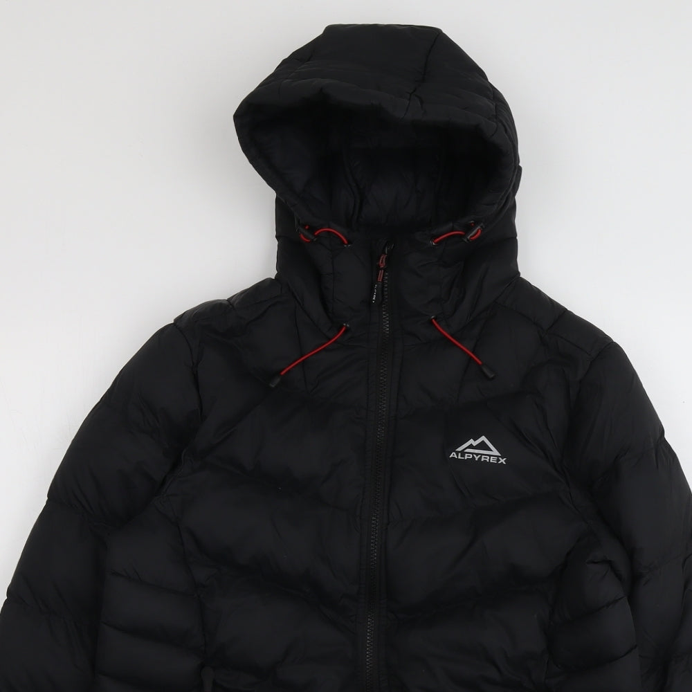 Alpyrex Mens Black Puffer Jacket Jacket Size S Zip
