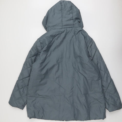 Anne De Lancay Womens Blue Quilted Jacket Size L Zip