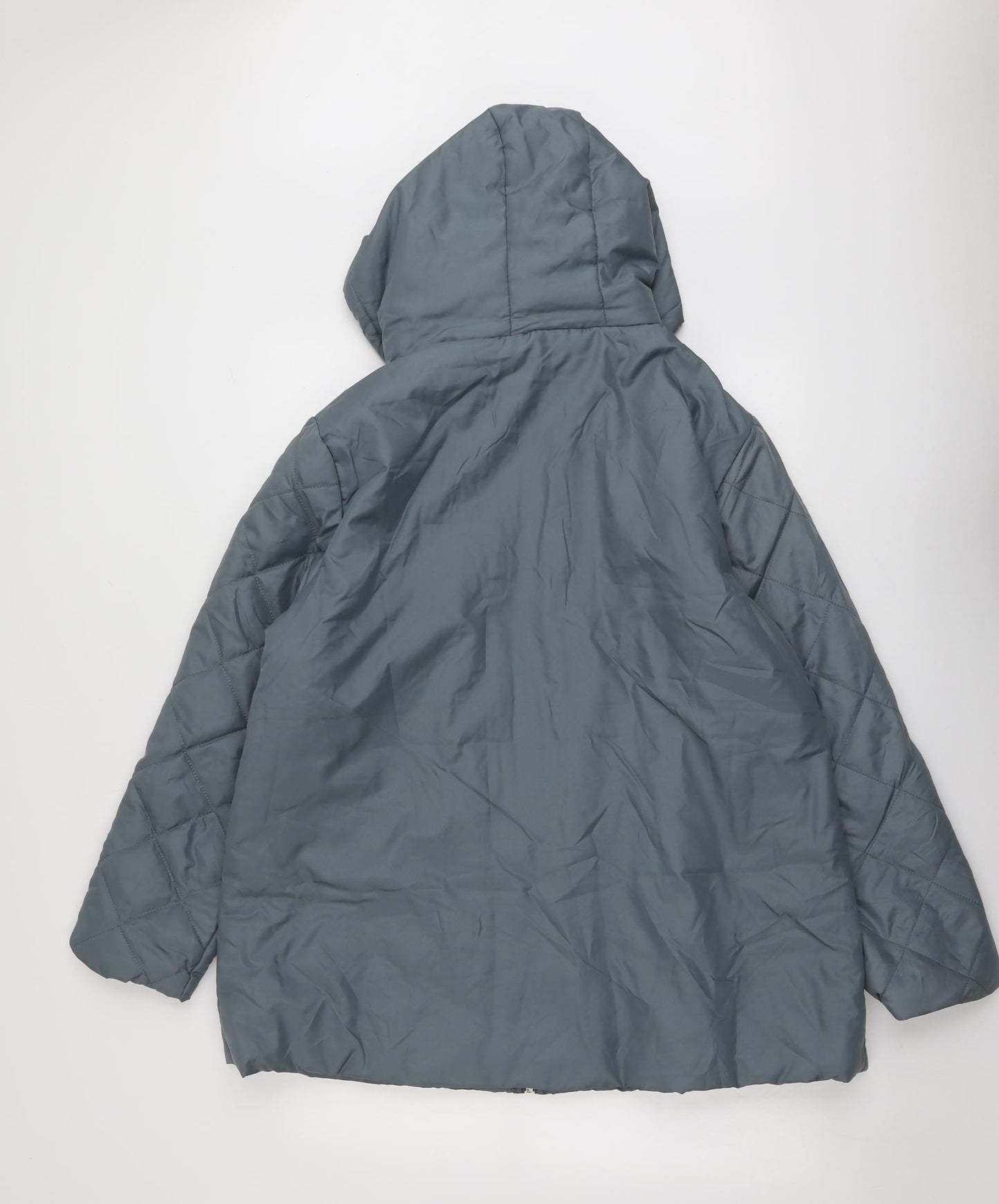 Anne De Lancay Womens Blue Quilted Jacket Size L Zip