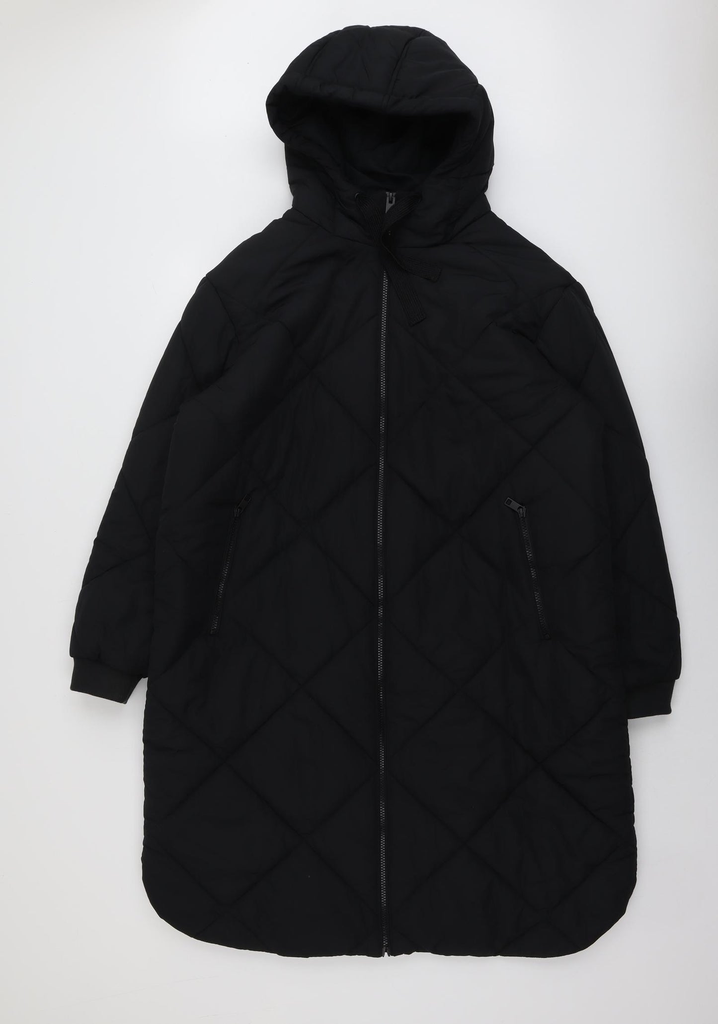 Marks and Spencer Womens Black Quilted Coat Size 16 Zip