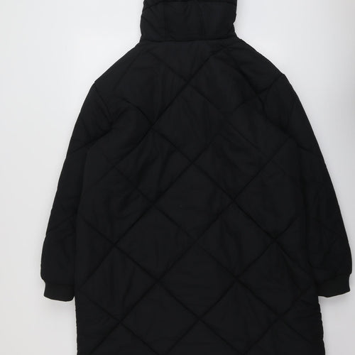 Marks and Spencer Womens Black Quilted Coat Size 16 Zip