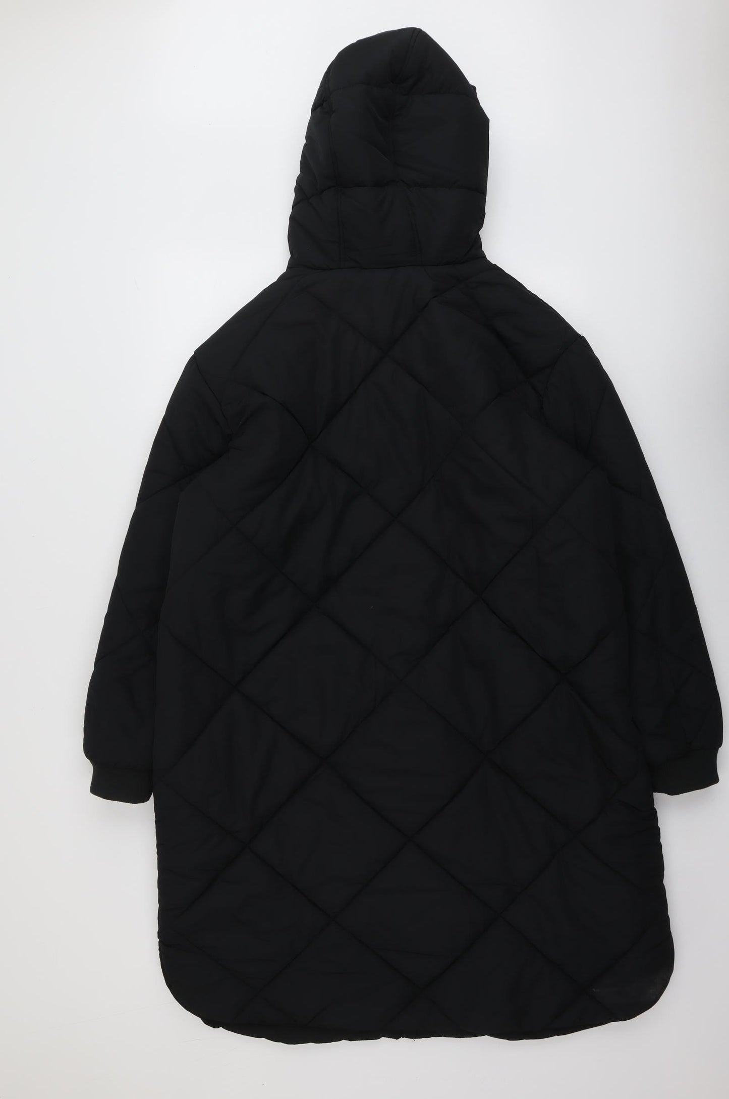 Marks and Spencer Womens Black Quilted Coat Size 16 Zip