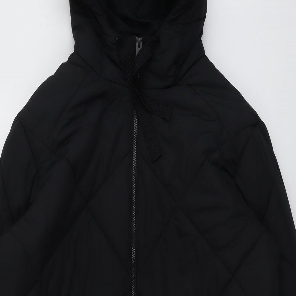 Marks and Spencer Womens Black Quilted Coat Size 16 Zip